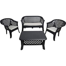 Dmora Set da Esterno Composto da 2 poltrone 1 panchina 1 tavolino, con Cuscini, Made in Italy, Color Antracite