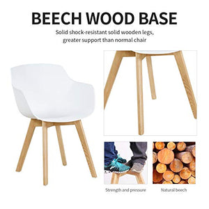 DORAFAIR Set di 4 Pranzo/Ufficio Sedia con Gambe in Faggio Massiccio, Poltrona Moderno Design Sedie Cucina Scandinavo - Blanco