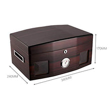 DZSF Grande capacità Cedar Cigar Humidor, Solido impiallacciatura di Legno Vernice Cedar Vetro Trasparente Visibile Legno Humidor Scatola con umidificatore e igrometro detiene Il 100 sigari