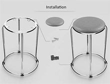 Bar Stool Alta Moda Sgabello in Acciaio Inox Piccola Rotonda Sgabello Tavolo Sedia in Pelle Morbida