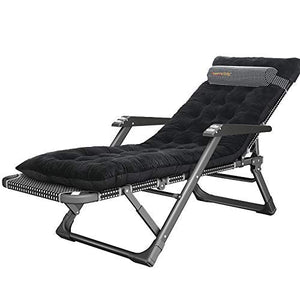 Lounger Sedia a Sdraio per Lettino Prendisole per Anziani Alti con Cuscino Lettino Sauna Pad Lettino Relax da Giardino Sdraiato reclinabile,Velluto Nero