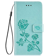 Robinsoni Cover Compatibile con Samsung Galaxy J7 2016 Case Scintillare Glitters Lucido Portafoglio Libro Custodia Retro 3D Rosa Stampato Pelle PU Libretto Cover Foglio Flip Fiore Caso, Verde