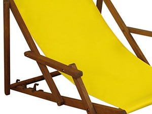 Erst-Holz Solida Sedia a Sdraio Gialla da Spiaggia in Faggio con Cuscino Beige e tavolino10-302TKH