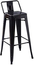 Yxsd Bar Mobili Sgabelli in Metallo Bar Sgabello Cucina Pub Colazione Sedia Da Pranzo Contatore Industriale Classico Sedile di Sicurezza Schienale (Colore: Nero, Dimensioni: 66cm)