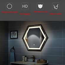 Specchio 70x80 cm Specchio Illuminato a LED, Specchio per Il Trucco Esagonale in Acciaio Inossidabile con Bordo, lavabo/Bagno/Camera da Letto/Ingresso Verticale Orizzontale