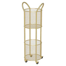 BLWX LY Cestello portaoggetti con Ruote ， Carrello Multiuso cilindrico in Ferro a 2 Piani ， Ripiani Bagno ， for casa, Cucina, Ufficio (Color : Gold)