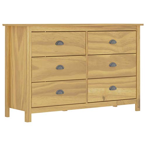Lsqdwy Credenza Cassettiera, Cassettiera 6 Cassetti Comodino Linea Hill 125x40x80 cm Legno Massello di Pino