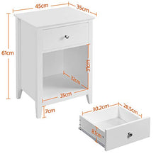 Yaheetech Comodino Camera da Letto Bianco con Cassetto Mobile da Divano Moderno Portaoggetti in Legno Tavolino d'Appoggio per Soggiorno