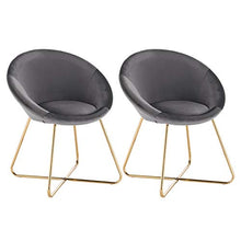 WOLTU 2X Poltrone in Velluto Grigio Scuro per Sala da Pranzo Soggiorno Moderna Sedia con Schienale Braccioli BH217dgr-2