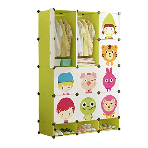 Locker Scarpe-Bit Armadio Armadio Hanging Rimovibili di Plastica Scaffali Divide-Grid Abbigliamento Home Camera Dormitorio Verde MUMUJIN (Size : 111X47X165CM)