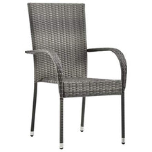 Tidyard Sedie da Esterno Impilabili 2 pz Grigie in Polyrattan,Adatto a Giardino,Terrazzo, Cortile