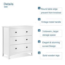 H-CAR Comodino con 3 cassetti Comò Bianco Comodino Comodino Mobiletto Grande Mobile Contenitore per Camera da Letto Bagno Soggiorno