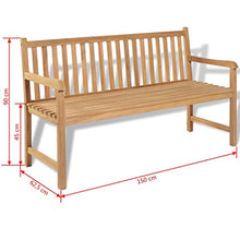 Tidyard Panca da Esterni in Legno di Teak, Panchina Giardino 150x62,5x90 cm