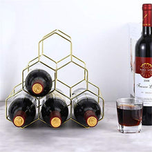 N/F mensola per Bottiglie di Vino Portabottiglie in Metallo per 6 Bottiglie, Organizer a Nido d'Ape da appoggio, portabottiglie a Nido d'Ape