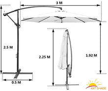 AXT SHADE 3M 10FT Sombrilla Tipo Banana colgante en voladizo con mecanismo de manivela para Exterior, jardín y Patio-Beige