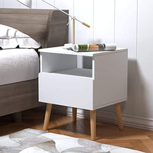 WOLTU Set di 2 Comodini da Notte Bianchi Comodino con Cassetto Organizzatore da Letto in Legno TSR58ws-2