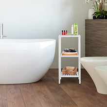 Relaxdays Scaffale da Bagno, Legno di Noce, Ripiani Portaoggetti, Mobiletto Salvaspazio,79,5x36x36, Mobile Cucina,Bianco