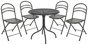 RD ITALIA Set Tavolo Tondo e 4 Sedie da Giardino in Acciaio Flipper Antracite