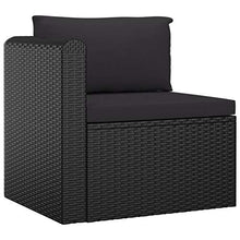 SKM Set Divani da Giardino 9 pz con Cuscini in Polyrattan Nero (92.1kg)