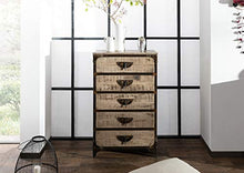 MASSIVMOEBEL24.DE Tokyo #203 Cassettiera in Legno di Mango e Ferro - Laccato/Marrone 67x40x114