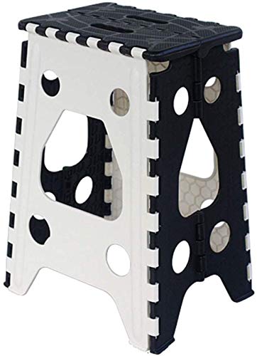 chaozhi Robusto Sgabello Antiscivolo, Compatto e Facile da riporre, sgabelli Antiscivolo per Cucina, Bagno, Bambini, Adulti, Sgabello Pieghevole, Sgabello Pieghevole in plastica con Maniglie, Black