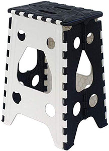chaozhi Robusto Sgabello Antiscivolo, Compatto e Facile da riporre, sgabelli Antiscivolo per Cucina, Bagno, Bambini, Adulti, Sgabello Pieghevole, Sgabello Pieghevole in plastica con Maniglie, Black