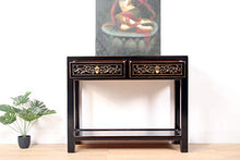 Yajutang - Console con 2 cassetti in legno massiccio, colore: Nero