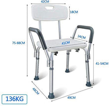 DZX Panca da Doccia, Sgabello da Bagno con braccioli e Schienale, Supporto per la Mobilità del Bagno con Struttura in Alluminio per Anziani /, Altezza Regolabile, Bianco, Sedile per Doccia