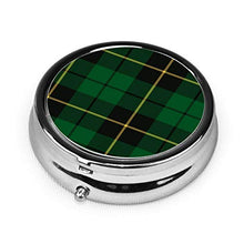 Wallace, contenitore rotondo per pillole in tartan a 3 scomparti, in metallo, per medicinali e vitamine, per viaggi all'aperto