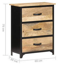 FAMIROSA Cassettiera 60x30x75 cm in Legno Massello di Mango