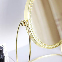 SHY Specchio per Il Trucco Specchio per Trucco su Un Lato Specchio per Trucco Vintage con Rotazione a 360 Specchi per Trucco da Tavolo Rotondi （Oro）