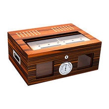 DZSF Legno di Cedro Cigar Humidor con la Serratura, Spell Fiore Vernice Trasparente in Vetro Visibile Cigar Humidor Box con umidificatore e igrometro detiene Il 60 Sigari