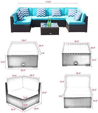 7 Patio Conversazione Sedia Tavolo Da Poltrona - Pezzi Attrezzatura Interamente Meteo Brown Checkered Wicker Cattan Seating Cuscino Prizio Ottomano Moderno Tavolino Caffè All'aperto 300Lbs (Verde)