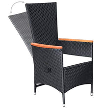SKM Set da Pranzo da Giardino 9 pz in Polyrattan e Acacia Nero (86.5kg) Nero-8014