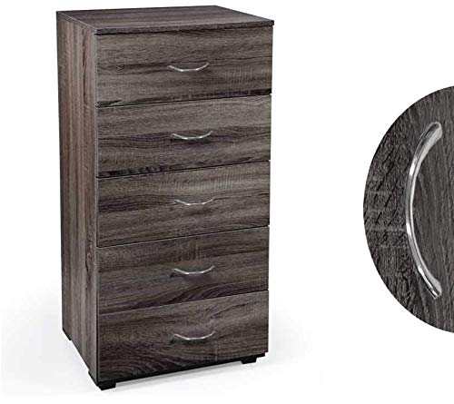 GICOS IMPORT EXPORT SRL Mobile cassettiera Gaia in Legno Colore wengè 5 cassetti 50 * 40 * 101 cm Maniglia Colore Acciaio PUR-769122