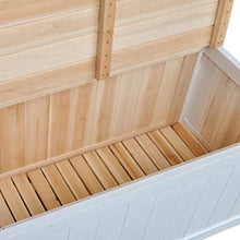 GOTOTOP Baule da Giardino Impermeabile,Cassapanca per Esterni,Panchina con i Braccioli Curvi, Lavorati a Mano, Legno massello di Abete, Compensato,126 x 42 x 75 cm