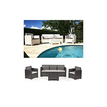 GrecoShop Divano Tre sedute con Poltrone e Tavolino/Salotto/Salottino per Esterno/Arredo Giardino - MOD.Kansas Bianco - Marrone - Antracite (cod.: 5192ABC)