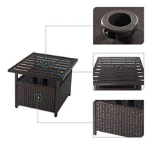 Goplus Tavolino da Giardino in Rattan, Tavolino da Esterno con Telaio in Ferro, Tavolino Elegante con Foro per Ombrellone, Perfetto per Giardino, Cortile, Marrone, 55,5 x 55,5 x 46 cm