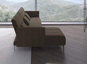 Divano chaise longue Milano 267cm, trasformabile in letto, reversibile, a righe marrone.