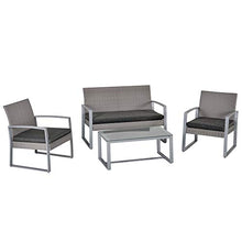 Outsunny Salotto da Giardino in Rattan, Set Mobili da Esterno con Divano da Giardino e Poltrona da Esterno, Grigio