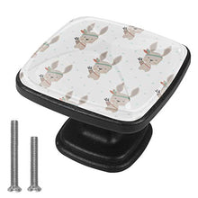 Set di 4 pezzi con maniglia quadrata per armadio da cucina, credenza, cassettiera, cassettiera, con viti, per cucina, comò, armadietto, bagno, armadio divertente coniglio