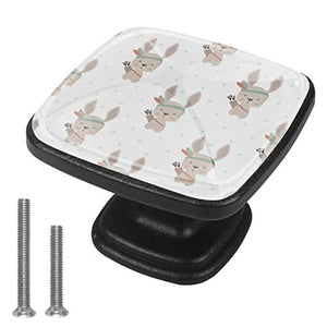 Set di 4 pezzi con maniglia quadrata per armadio da cucina, credenza, cassettiera, cassettiera, con viti, per cucina, comò, armadietto, bagno, armadio divertente coniglio