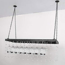 FAFZ Portavini Portabottiglie in Metallo A Soffitto, Regolabile in Altezza, Porta Bicchiere da Vino con Catena Pendente in Cristallo, Adatto per Ristoranti, KTV, Bar (Size : 100cm)