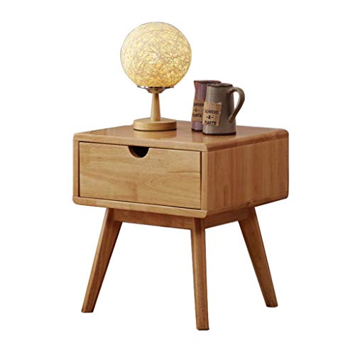 LICHUAN Tavolino da comodino nordico in legno massello comodino ad angolo con cassetto e 4 gambe per soggiorno, camera da letto, comodino e comodino, facile da montare.