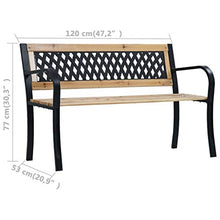 Pissente Panca da Giardino,in Legno massello+Acciaio Panchina da Giardino con Braccioli Curvati Elegante Robusta Classica Panca Arredi da Esterno Sedute,125 x 53 x 77 cm
