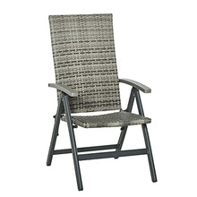 Outsunny Sedia Pieghevole da Giardino in Rattan PE con Braccioli e Schienale Reclinabile, 59x68x107cm Grigio