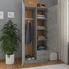 Montloxs Armadio a 2 Ante, ripiano, Appendiabiti e cassetto, mobili per Camera da Letto, 80x52x180 cm, Grigio Cemento