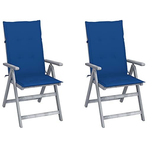 vidaXL Sedie da Giardino Reclinabili 2 pz con Cuscini Massello Acacia
