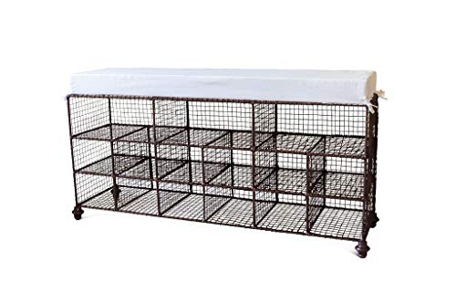 Scarpiera Gradel in Stile Vintage - Prodotto Versatile, Prodotto 100% in Metallo | Un Comodo Mobile in Metallo per arredare Un Ingresso con Stile - Bianco Segnale (L121 x H55 x P31 cm)