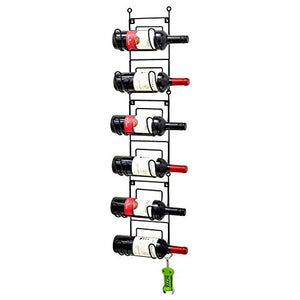 EZOWare Porta Bottiglie di Vino da Parete, Porta Asciugamani da Appendere 6 Ripiani Salvaspazio Multiuso a 6 Piani per Asciugamani Arrotolati, Bottiglie di Vino, Espositore Portaoggetti - Nero